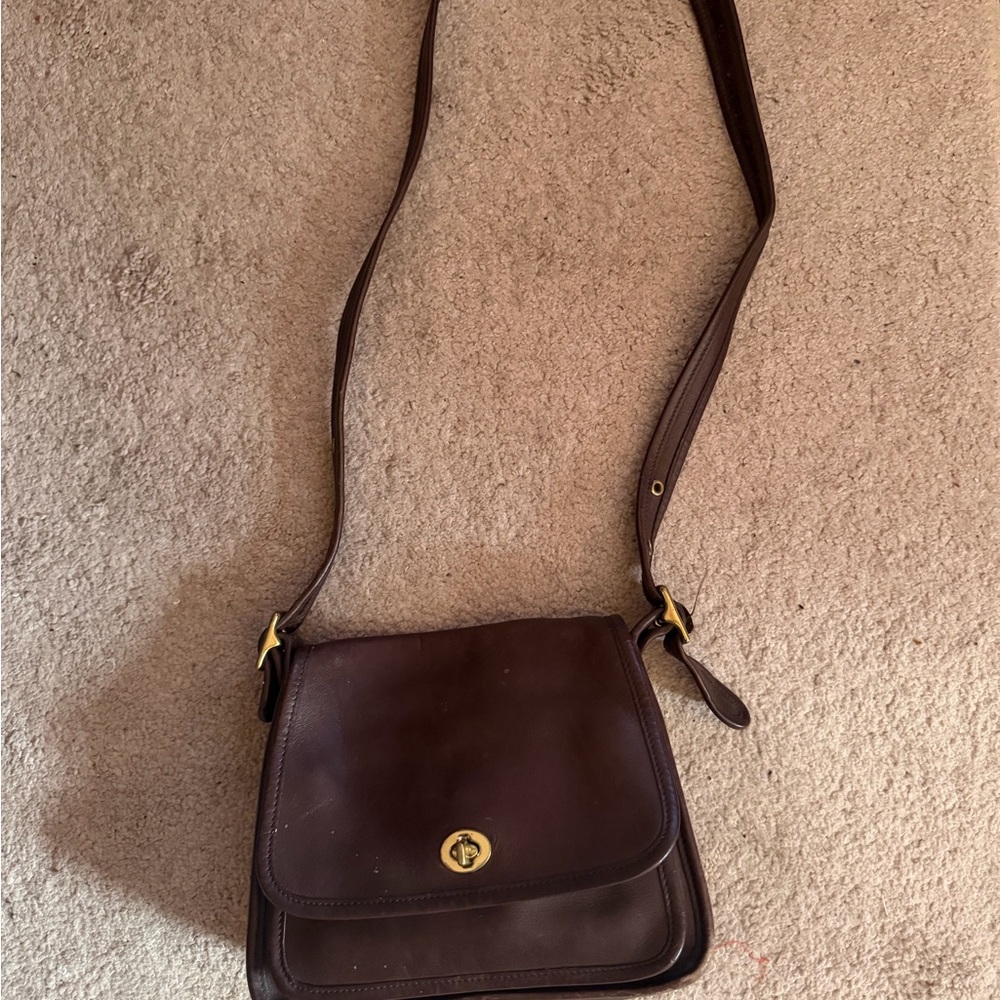 Vintage Coach Brown Leather Crossbody Bag